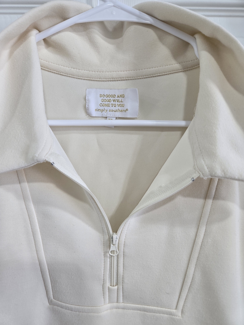Simply Southern Cream Half-Zip Sleeveless Top - Picture 3 of 5